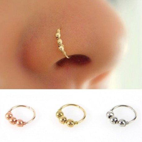 1 db szexi arany ezüst színű kerek gyöngyö orr gyűrű orr karika Piercing ékszer 6mm / 8mm / 10mm