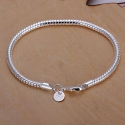 Unisex 925 ezüst 3mm karkötő kígyó egyszerű lánc férfiak női divat ékszerek