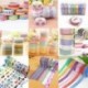 15mm x 8m-es Zöld mintás Washi dekor szalag - dekoratív öntapadós szalag
