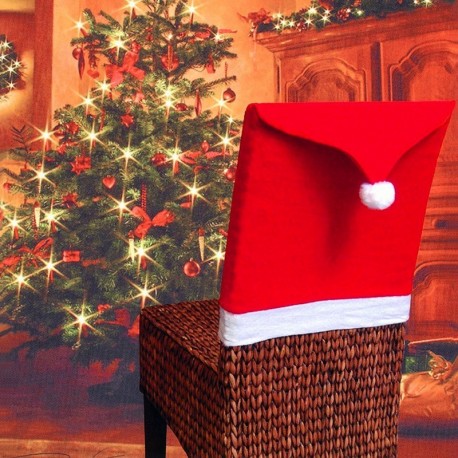1db Szép karácsonyi szék huzat dekoráció Mikulás Téklapó sapka mintás dekoráció