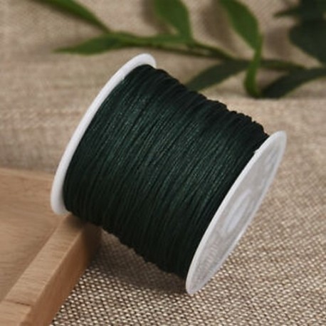 Sötétzöld Nylon Cord Thread 0.8mm kínai csomó Macrame Rattail karkötő fonott string 45M