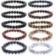 * 30 Amazonit Buddha Divat természetes fekete láva rock kő gyöngyös karkötő Charm Buddha fej karkötő