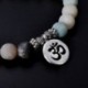 Amazonit Lotus Unisex matt Amazonite kő OM Lotus Buddha jóga karkötő Chakra Mala gyöngyök
