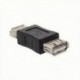 Fekete USB 2.0 A típusú nőstény egy női hosszabbító csatlakozó adapterhez F / F átalakító