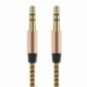 Arany 3,5 mm-es audio AUX TRS jack kábel Nylon hímzett csatlakozó sztereó autós telefonhoz 1M