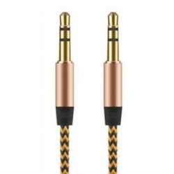 Arany 3,5 mm-es audio AUX TRS jack kábel Nylon hímzett csatlakozó sztereó autós telefonhoz 1M