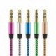 Arany 3,5 mm-es audio AUX TRS jack kábel Nylon hímzett csatlakozó sztereó autós telefonhoz 1M