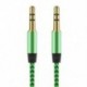 Arany 3,5 mm-es audio AUX TRS jack kábel Nylon hímzett csatlakozó sztereó autós telefonhoz 1M