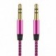Arany 3,5 mm-es audio AUX TRS jack kábel Nylon hímzett csatlakozó sztereó autós telefonhoz 1M