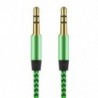 Zöld 3,5 mm-es audio AUX TRS jack kábel Nylon hímzett csatlakozó sztereó autós telefonhoz 1M