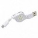 fehér Micro USB A és USB 2.0 B közötti, visszahúzható kábeladat-szinkron töltő a Samsung számára