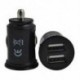 Fekete 2 portos kettős USB Mini Bullet autós töltő adapter Samsung S6 iPhone 6 6S Plus készülékhez