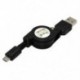 Fekete Micro USB 2.0 visszahúzható adatszinkron töltő kábel kábel a Samsung HTC Android számára