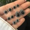 5pár vintage retro fekete fülbevaló ékszer bizsu kiegészítő szett készlet