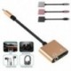 Fekete USB-C-tól 3,5 mm-ig és töltő 2 in1 fejhallgató audio jack töltőkábel adapter