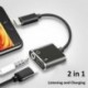 Fekete USB-C-tól 3,5 mm-ig és töltő 2 in1 fejhallgató audio jack töltőkábel adapter