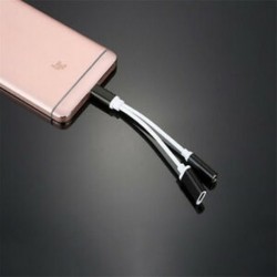 * 2 Fekete USB-C-tól 3,5 mm-ig és töltő 2 in1 fejhallgató audio jack töltőkábel adapter