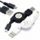 fehér Univerzális Micro USB A USB 2.0 B-hez visszahúzható adatszinkronizáló töltőkábel kábel