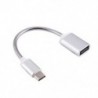 Ezüst USB C 3.1 C típusú férfi-USB női fém OTG adatszinkronizáló átalakító adapter kábel