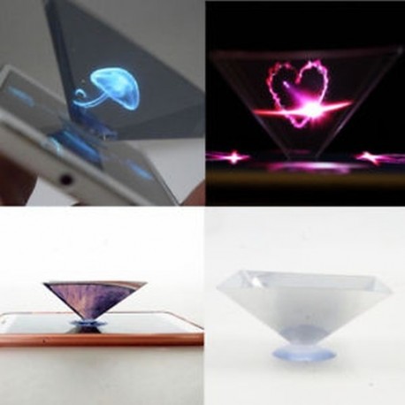3D hologram piramis kijelző projektor videó univerzális az intelligens mobiltelefonhoz