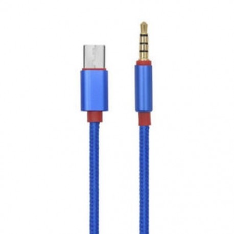 Kék C-típusú 3,5 mm-es audio Aux-kábel, 3,5 mm-es alumínium férfi USB-C 3,5 mm-es sztereó sztereó