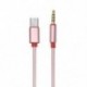 Rózsa arany C-típusú 3,5 mm-es audio Aux-kábel, 3,5 mm-es alumínium férfi USB-C 3,5 mm-es sztereó sztereó
