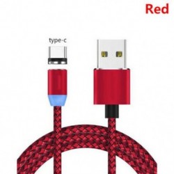 Piros (C típus) Samsung C-típusú és Android fonott mágneses villámláshoz   USB töltőkábelhez
