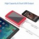 Ezüst Hordozható napelemes LED Dual USB Power Bank 5x 18650 külső akkumulátor töltő DIY doboz