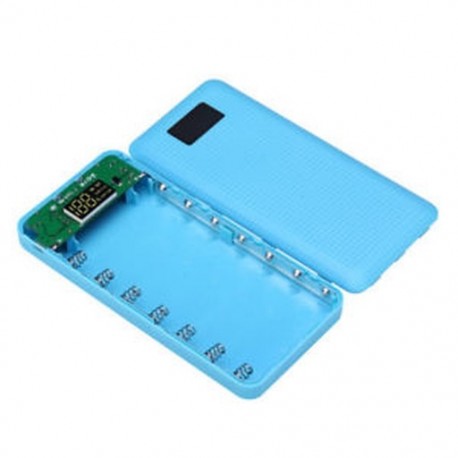 Kék 7X 18650 5V 2.1A 3 USB DIY mobil tápkábel tok készlet töltő doboz tok
