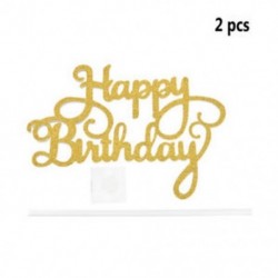 2db Happy Birthday - Arany színű csillogó akril tortadísz szülinapra