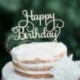 2db Happy Birthday - Sötét rózsaszín csillogó akril tortadísz szülinapra