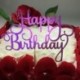 2db Happy Birthday - Sötét rózsaszín csillogó akril tortadísz szülinapra