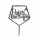 Happy Birthday - Fekete színű ötszögű akril tortadísz szülinapra - 3