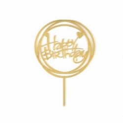 Happy Birthday - Arany színű kerek akril tortadísz szülinapra - 4