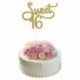 Sweet 16 - Arany színű kerek akril tortadísz szülinapra
