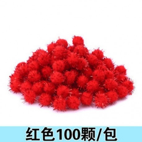 Piros 100pcs plüss labda 15mm karácsonyi díszek kézműves karácsonyi ajándék doboz dekoráció DIY