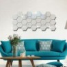 * 16 Hexagon Silver (12db) Kivehető tükör matrica Art Mural fal matricák otthon szoba DIY dekoráció dekoráció