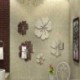 * 10 White Leave Love Kivehető tükör matrica Art Mural fal matricák lakberendezés DIY szoba dekoráció