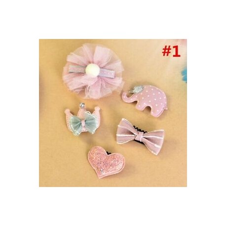 * 1 5Pcs / Set 6Pcs baba lány haj klipek készlet Bowknot virág szív korona fejfedők Kids Hairpins