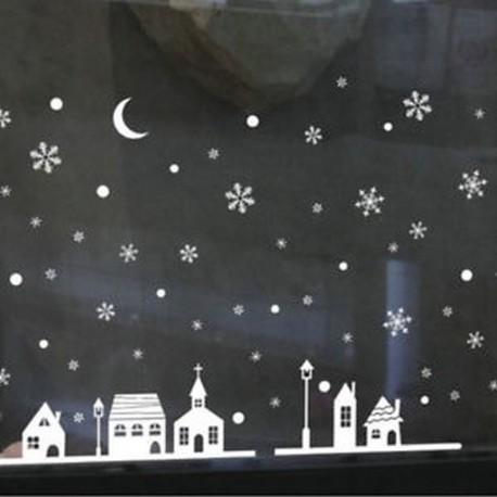 1db 25x35cm-es Havas táj ablakmatrica - Karácsonyi dekoráció