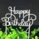 2db Happy Birthday - Sötét rózsaszín csillogó akril tortadísz szülinapra