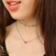 Ezüst Vintage nők szív medál egyszerű dupla rétegek choker lánc nyaklánc ékszer
