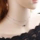 Ezüst Vintage nők szív medál egyszerű dupla rétegek choker lánc nyaklánc ékszer