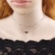 Ezüst Vintage nők szív medál egyszerű dupla rétegek choker lánc nyaklánc ékszer
