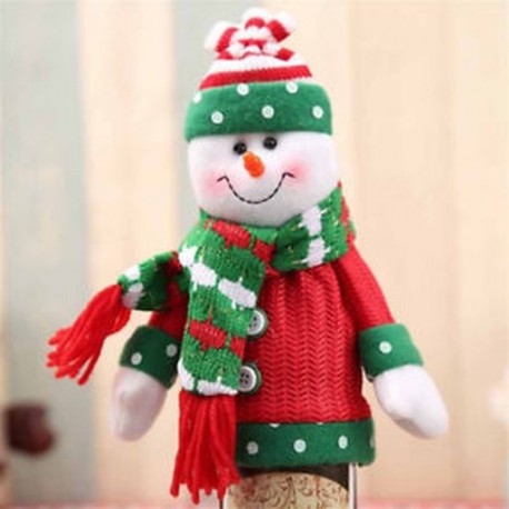 * 1 Hóember Piros borosüveg fedél táskák hóember Mikulás karácsonyi dekoráció Xmas dekoráció
