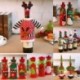 * 1 Hóember Piros borosüveg fedél táskák hóember Mikulás karácsonyi dekoráció Xmas dekoráció