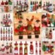 * 2 Mézeskalács ember Piros borosüveg fedél táskák hóember Mikulás karácsonyi dekoráció Xmas dekoráció