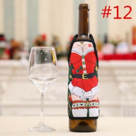 * 12 Piros borosüveg fedél táskák hóember Mikulás karácsonyi dekoráció Xmas dekoráció
