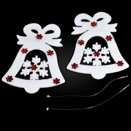 Karácsonyi harang 2PCS Christmas White Elk Bell szarvas Xmas fa függő díszek fél dekoráció
