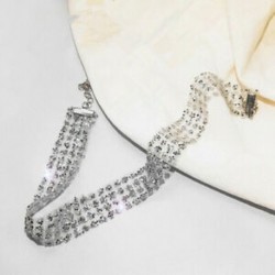 * 1 Ezüst Nők Pearl Bling geometriai alakzat szálak Mesh Choker gallér nyaklánc ékszerek